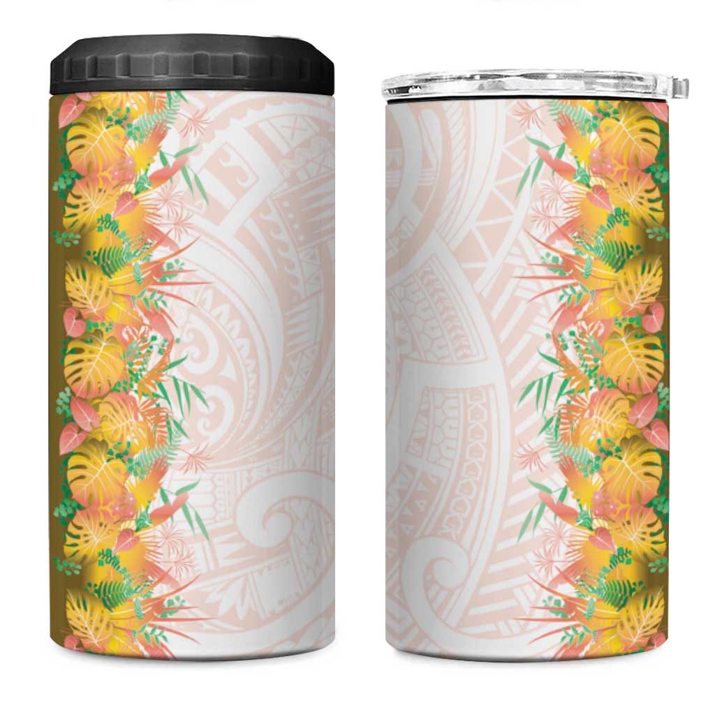 Hawaii Tropical Plant Lenalena 4 in 1 Can Cooler Tumbler Vibrant Polynesian Pattern