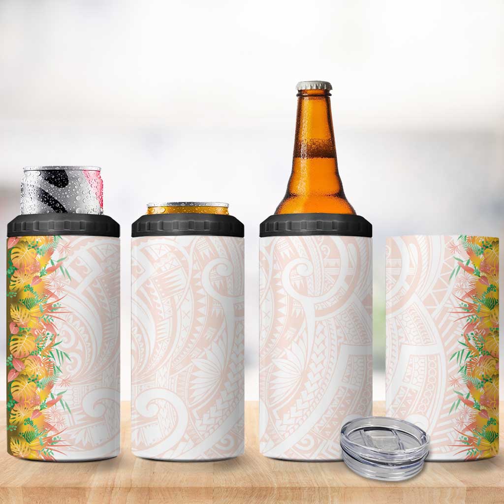 Hawaii Tropical Plant Lenalena 4 in 1 Can Cooler Tumbler Vibrant Polynesian Pattern