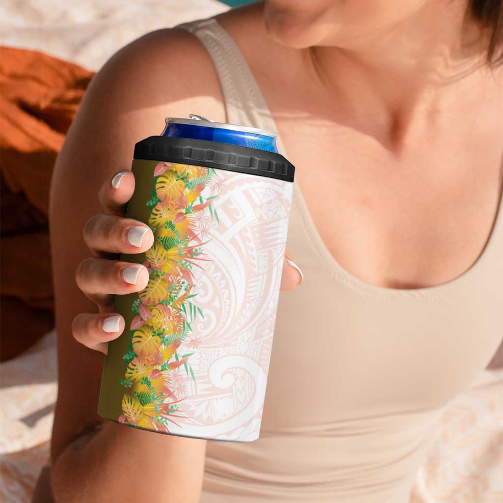 Hawaii Tropical Plant Lenalena 4 in 1 Can Cooler Tumbler Vibrant Polynesian Pattern