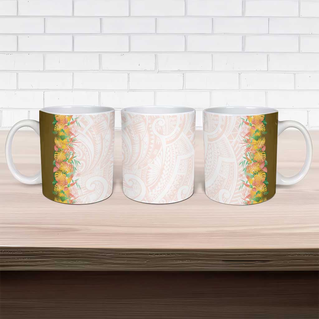 Hawaii Tropical Plant Lenalena Ceramic Mug Vibrant Polynesian Pattern