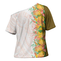 Hawaii Tropical Plant Lenalena Cross Shoulder Shirt Vibrant Polynesian Pattern