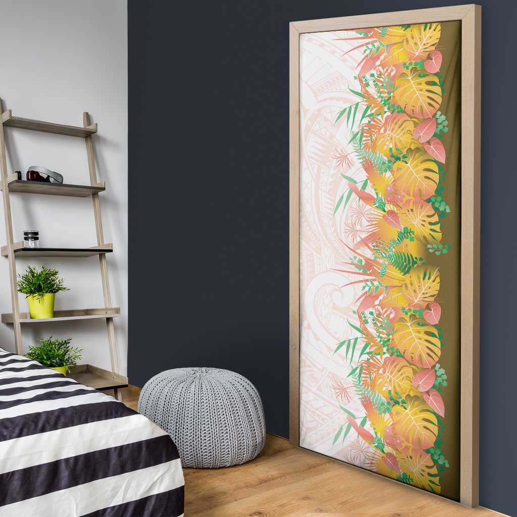 Hawaii Tropical Plant Lenalena Door Cover Vibrant Polynesian Pattern
