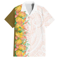 Hawaii Tropical Plant Lenalena Family Matching Off The Shoulder Long Sleeve Dress and Hawaiian Shirt Vibrant Polynesian Pattern LT01 Dad's Shirt - Short Sleeve Yellow - Polynesian Pride