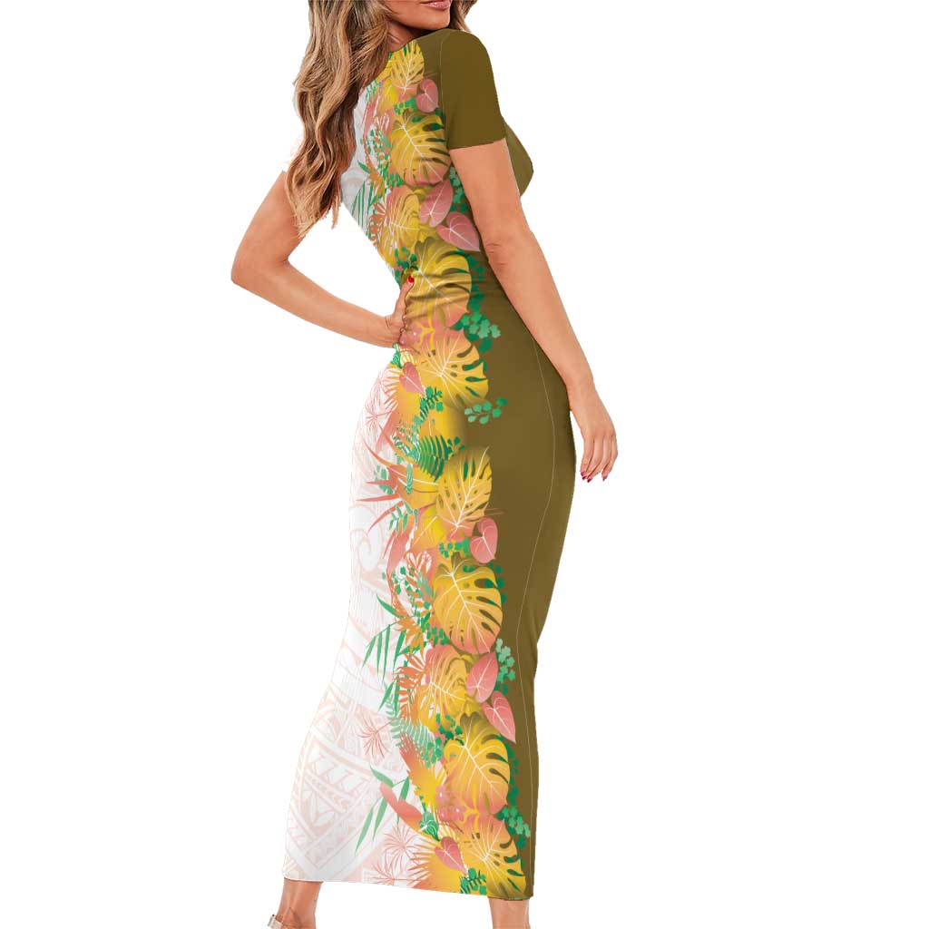 Hawaii Tropical Plant Lenalena Family Matching Short Sleeve Bodycon Dress and Hawaiian Shirt Vibrant Polynesian Pattern LT01 - Polynesian Pride