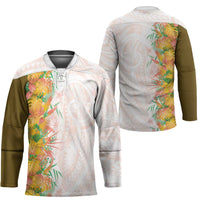 Hawaii Tropical Plant Lenalena Hockey Jersey Vibrant Polynesian Pattern