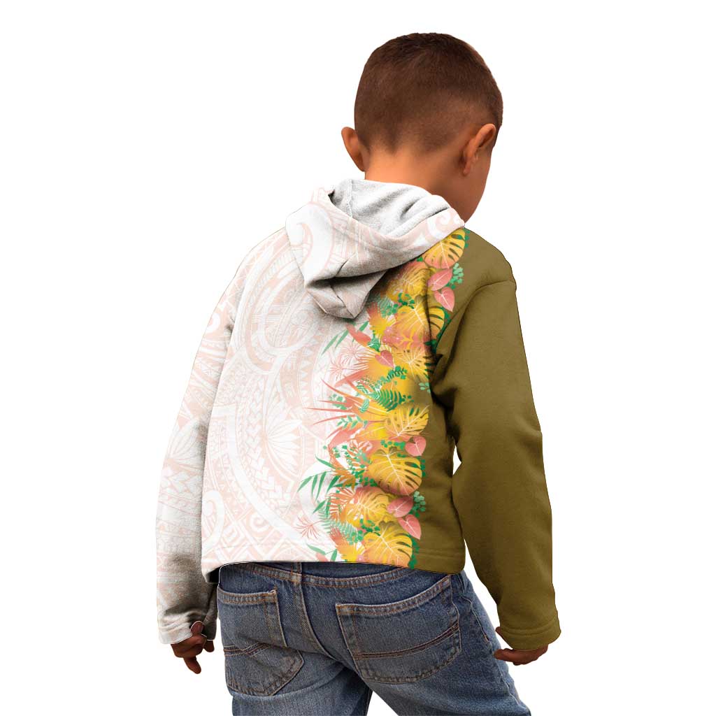 Hawaii Tropical Plant Lenalena Kid Hoodie Vibrant Polynesian Pattern