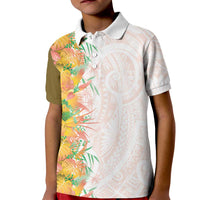 Hawaii Tropical Plant Lenalena Kid Polo Shirt Vibrant Polynesian Pattern