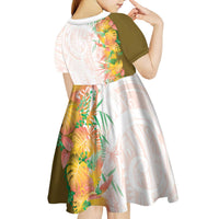 Hawaii Tropical Plant Lenalena Kid Short Sleeve Dress Vibrant Polynesian Pattern