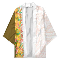 Hawaii Tropical Plant Lenalena Kimono Vibrant Polynesian Pattern