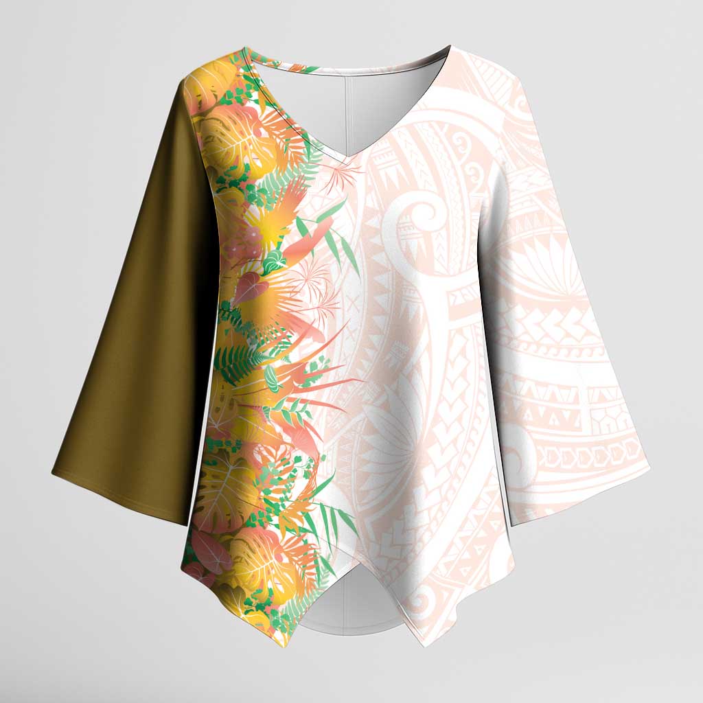 Hawaii Tropical Plant Lenalena Kimono Sleeve Blouse Vibrant Polynesian Pattern