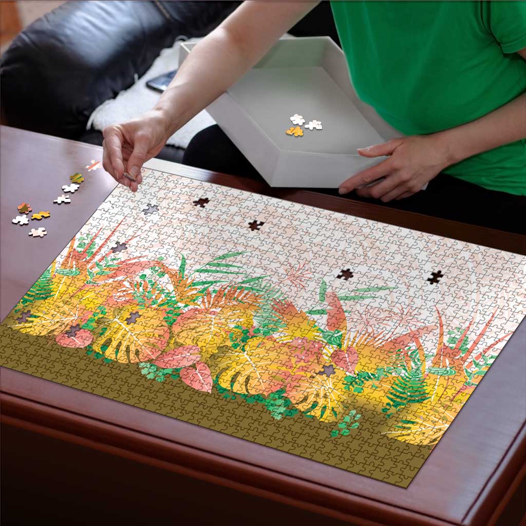 Hawaii Tropical Plant Lenalena Puzzle Vibrant Polynesian Pattern