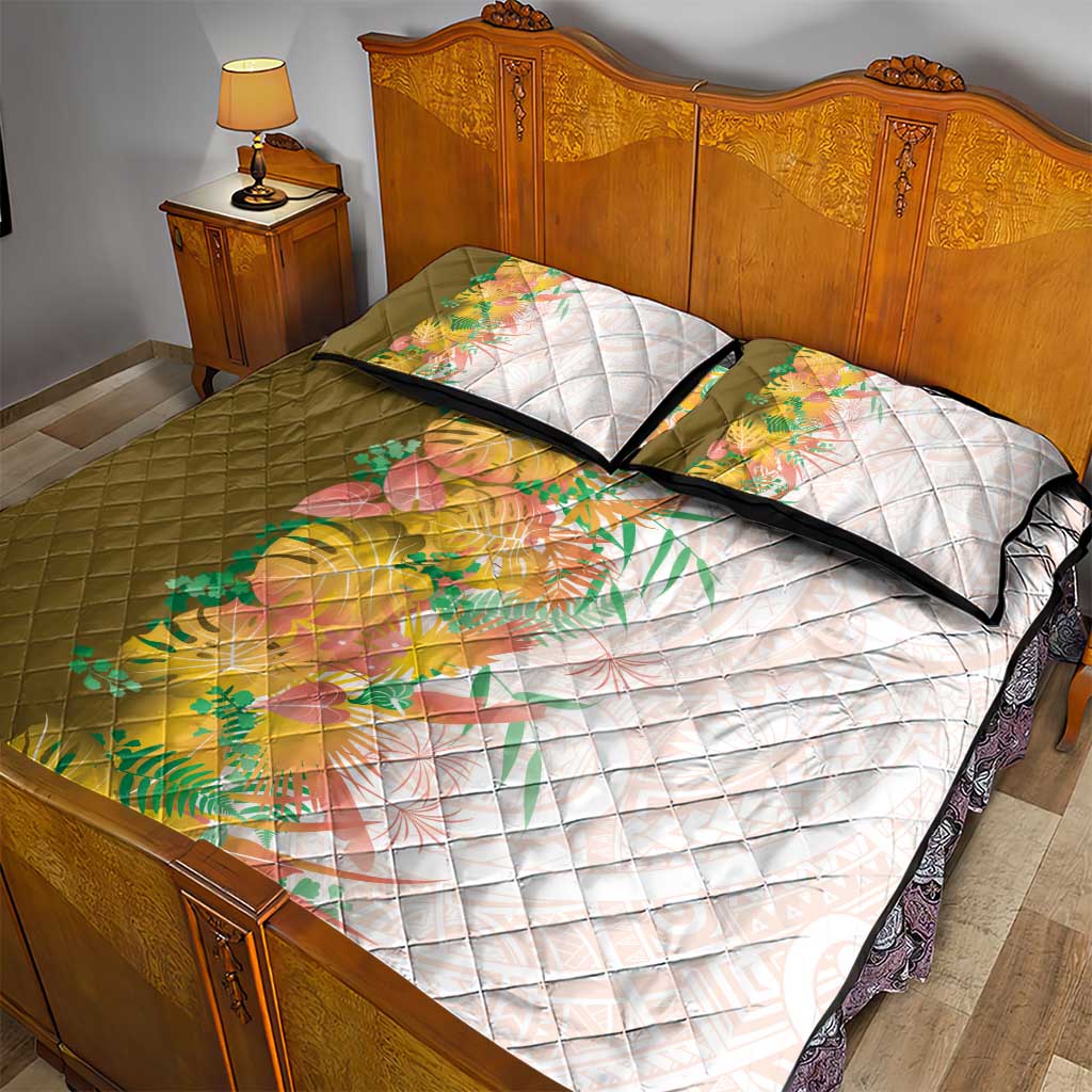 Hawaii Tropical Plant Lenalena Quilt Bed Set Vibrant Polynesian Pattern