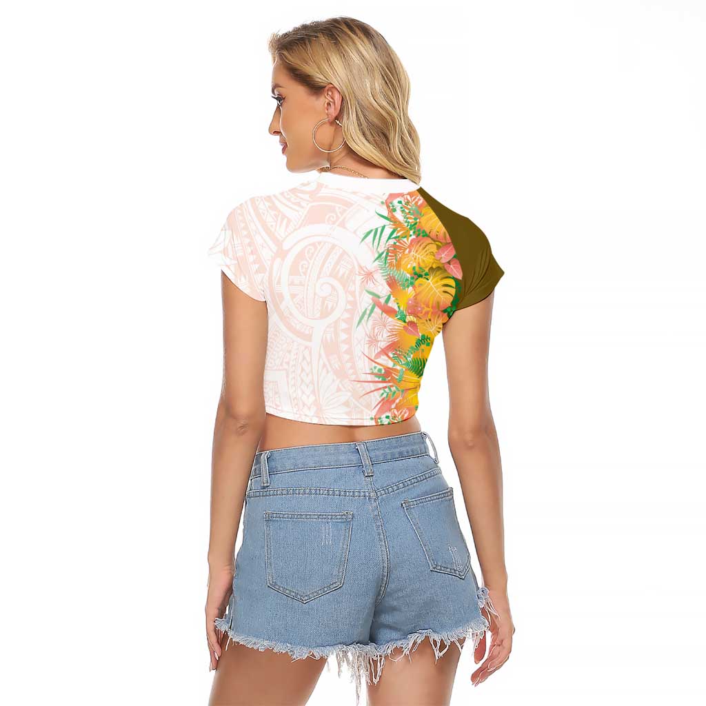 Hawaii Tropical Plant Lenalena Raglan Cropped T Shirt Vibrant Polynesian Pattern