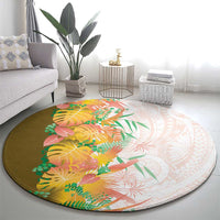 Hawaii Tropical Plant Lenalena Round Carpet Vibrant Polynesian Pattern
