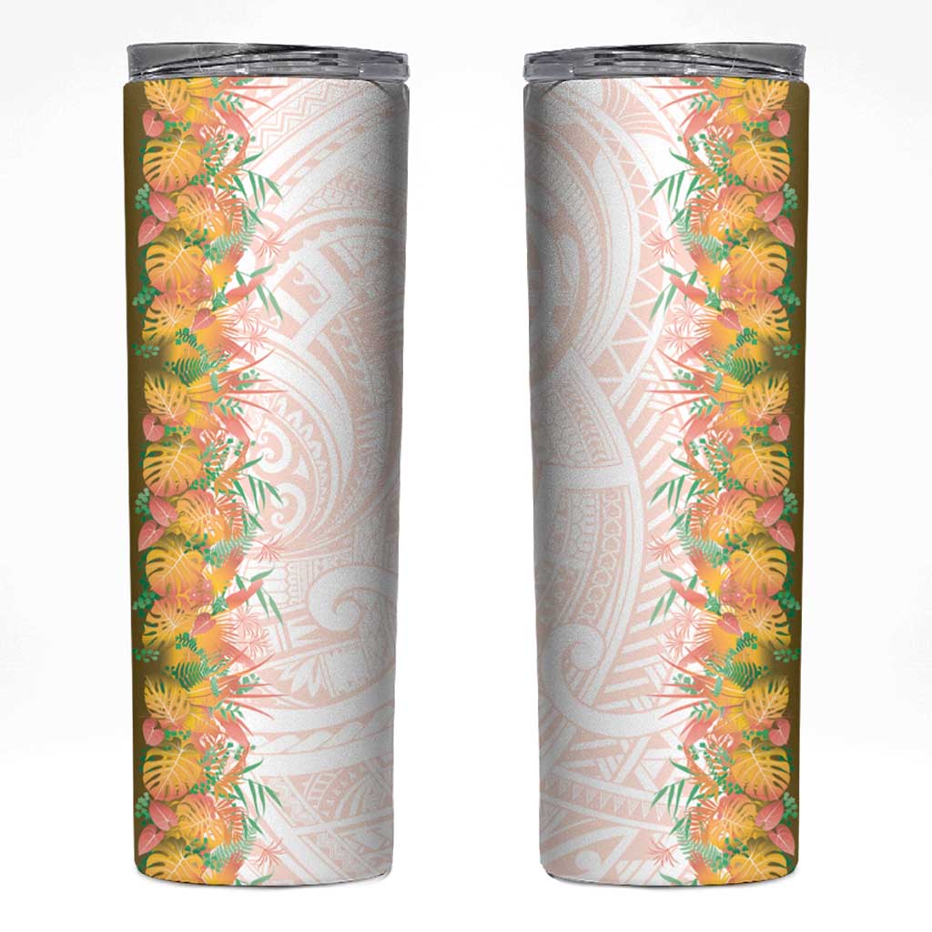 Hawaii Tropical Plant Lenalena Skinny Tumbler Vibrant Polynesian Pattern