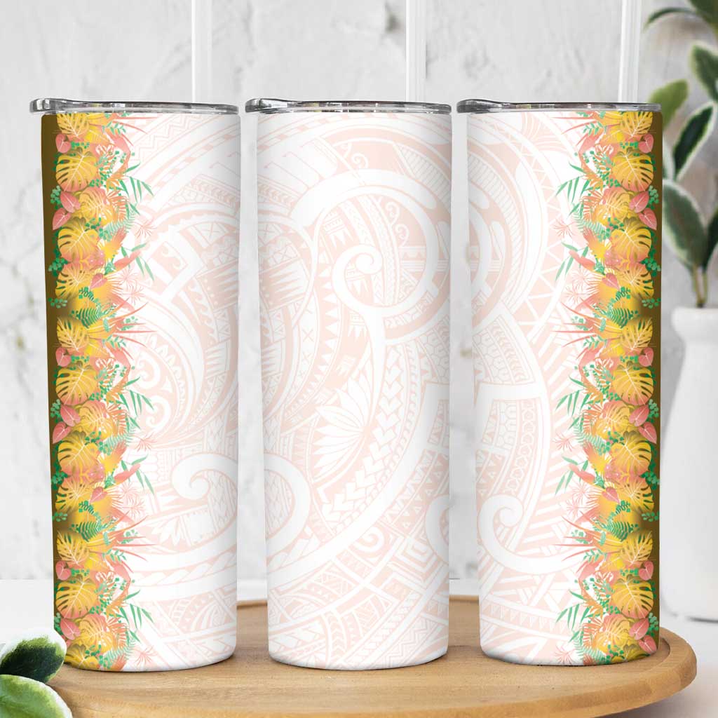 Hawaii Tropical Plant Lenalena Skinny Tumbler Vibrant Polynesian Pattern