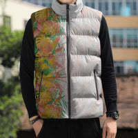 Hawaii Tropical Plant Lenalena Sleeveless Puffer Jacket Vibrant Polynesian Pattern
