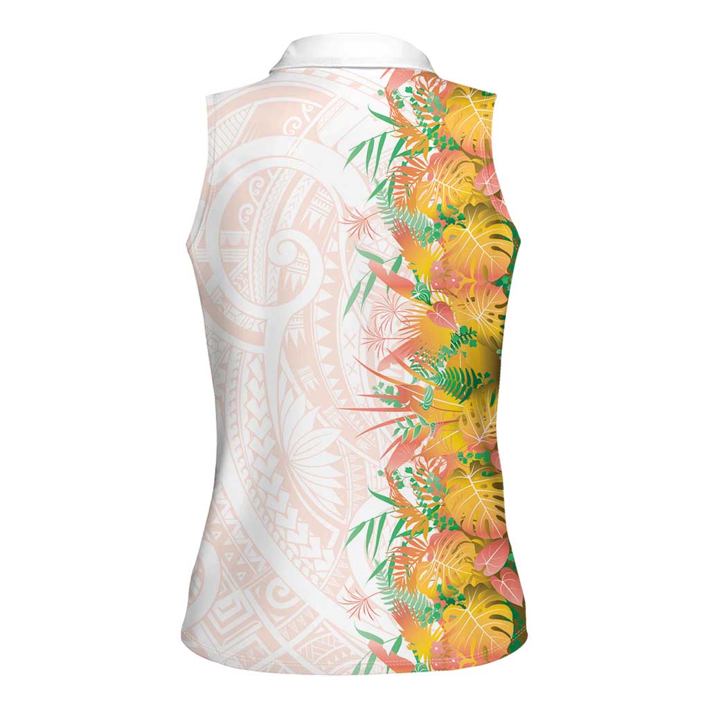 Hawaii Tropical Plant Lenalena Women Sleeveless Polo Shirt Vibrant Polynesian Pattern
