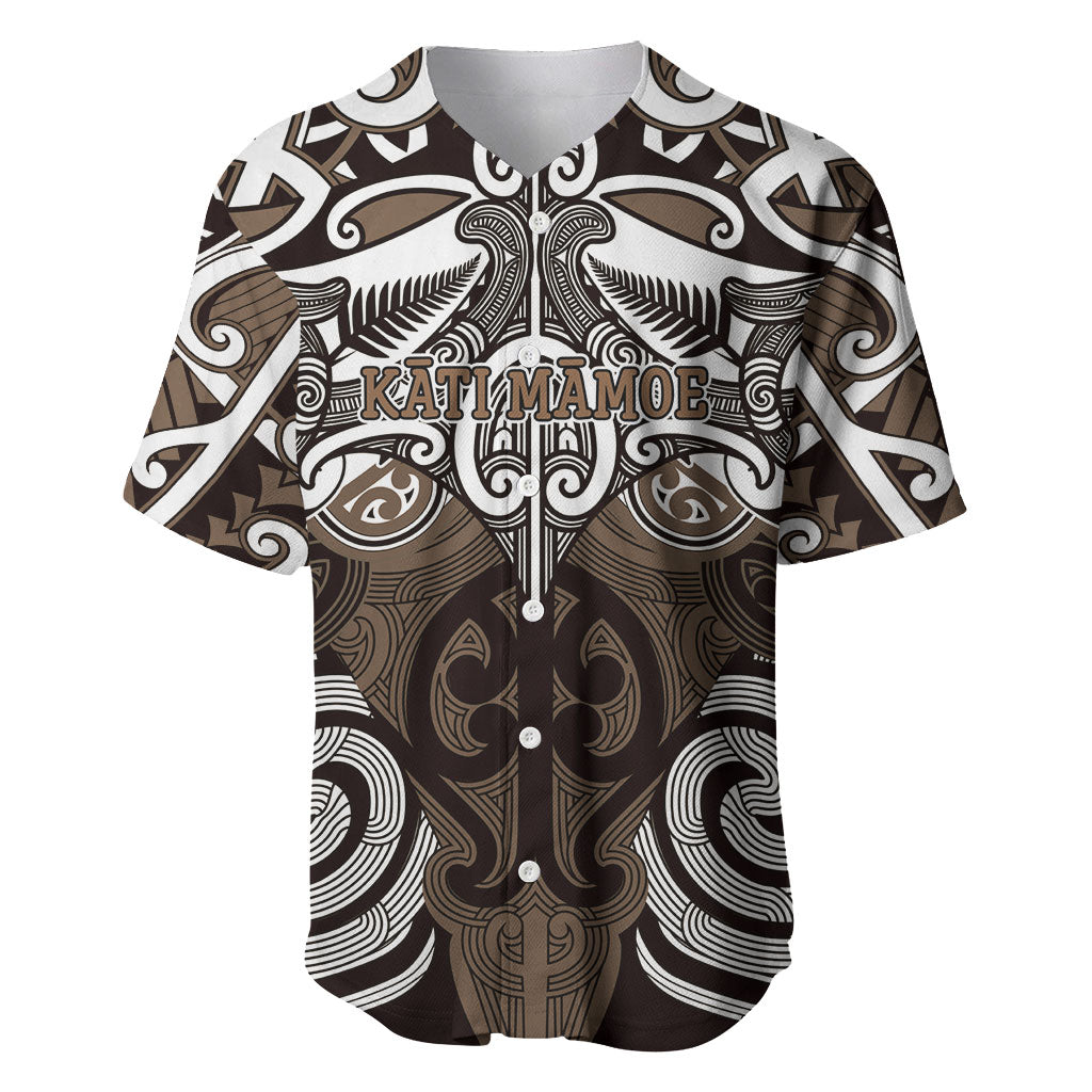 Personalised Maori Kati Mamoe Baseball Jersey Silver Fern Kowhaiwhai Art