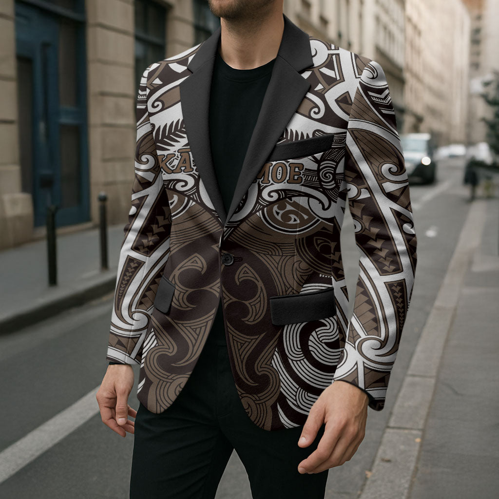 Personalised Maori Kati Mamoe Blazer Silver Fern Kowhaiwhai Art