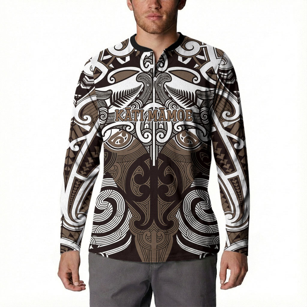 Personalised Maori Kati Mamoe Button Sweatshirt Silver Fern Kowhaiwhai Art
