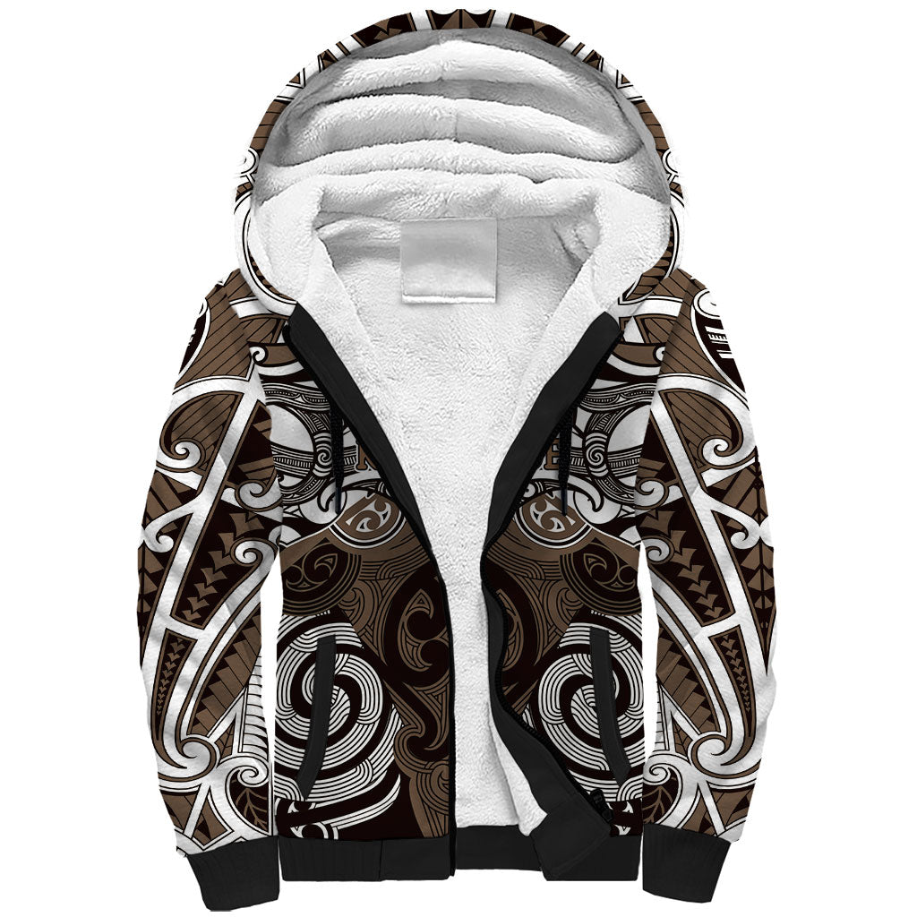Personalised Maori Kati Mamoe Sherpa Hoodie Silver Fern Kowhaiwhai Art