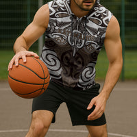 Personalised Maori Kati Mamoe Sleeveless Hoodie Silver Fern Kowhaiwhai Art