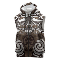 Personalised Maori Kati Mamoe Sleeveless Zip Hoodie Silver Fern Kowhaiwhai Art