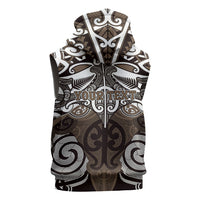 Personalised Maori Kati Mamoe Sleeveless Zip Hoodie Silver Fern Kowhaiwhai Art