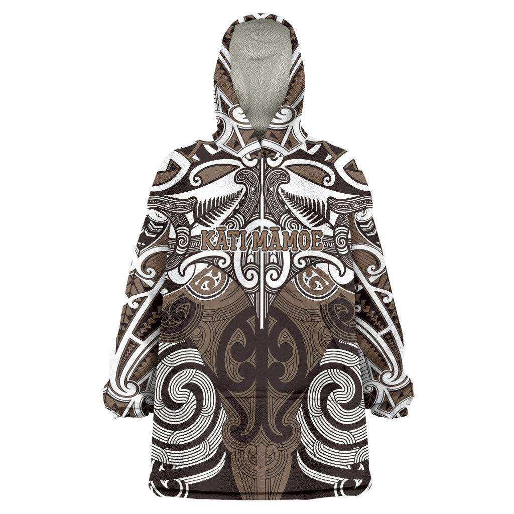 Personalised Maori Kati Mamoe Wearable Blanket Hoodie Silver Fern Kowhaiwhai Art