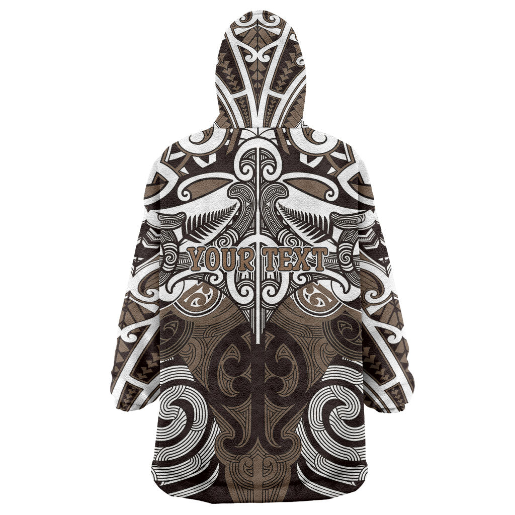 Personalised Maori Kati Mamoe Wearable Blanket Hoodie Silver Fern Kowhaiwhai Art