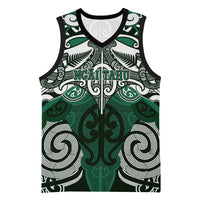 Personalised Maori Ngai Tahu Basketball Jersey Silver Fern Kowhaiwhai Art