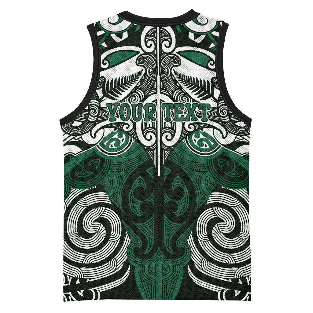 Personalised Maori Ngai Tahu Basketball Jersey Silver Fern Kowhaiwhai Art