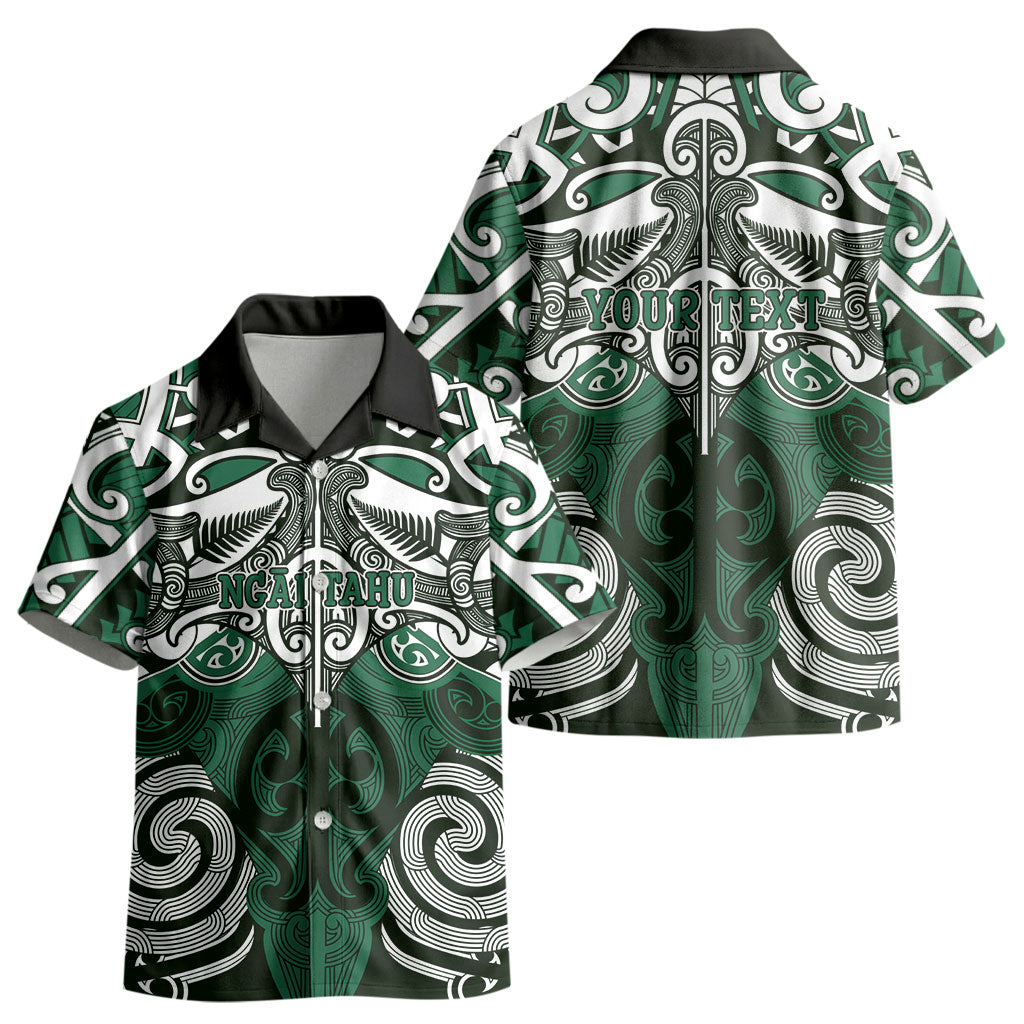 Personalised Maori Ngai Tahu Kid Hawaiian Shirt Silver Fern Kowhaiwhai Art