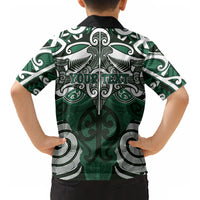 Personalised Maori Ngai Tahu Kid Hawaiian Shirt Silver Fern Kowhaiwhai Art
