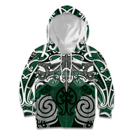 Personalised Maori Ngai Tahu Kid Hoodie Silver Fern Kowhaiwhai Art