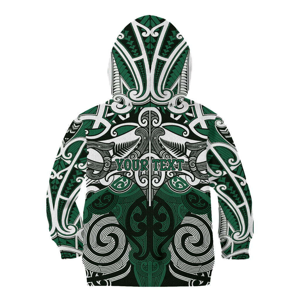 Personalised Maori Ngai Tahu Kid Hoodie Silver Fern Kowhaiwhai Art