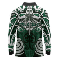Personalised Maori Ngai Tahu Long Sleeve Polo Shirt Silver Fern Kowhaiwhai Art
