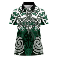 Personalised Maori Ngai Tahu Women Polo Shirt Silver Fern Kowhaiwhai Art