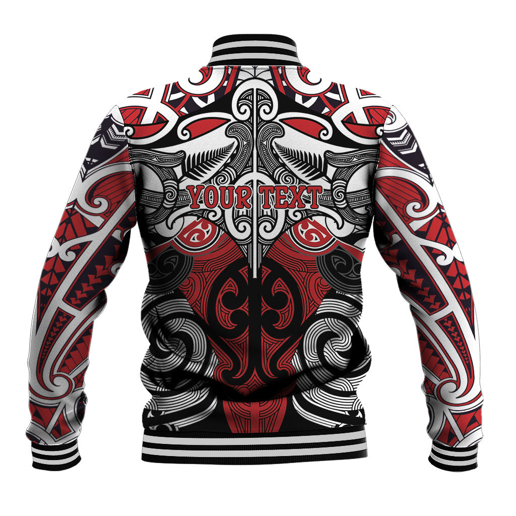 Personalised Maori Ngapuhi Baseball Jacket Silver Fern Kowhaiwhai Art