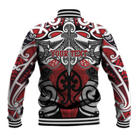 Personalised Maori Ngapuhi Baseball Jacket Silver Fern Kowhaiwhai Art