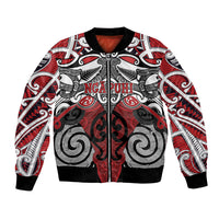 Personalised Maori Ngapuhi Bomber Jacket Silver Fern Kowhaiwhai Art