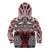 Personalised Maori Ngapuhi Kid Hoodie Silver Fern Kowhaiwhai Art