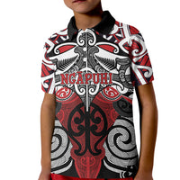 Personalised Maori Ngapuhi Kid Polo Shirt Silver Fern Kowhaiwhai Art