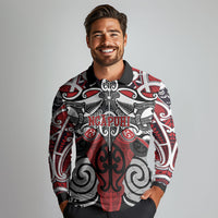 Personalised Maori Ngapuhi Long Sleeve Polo Shirt Silver Fern Kowhaiwhai Art