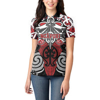 Personalised Maori Ngapuhi Women Polo Shirt Silver Fern Kowhaiwhai Art