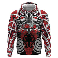 Personalised Maori Ngapuhi Zip Hoodie Silver Fern Kowhaiwhai Art