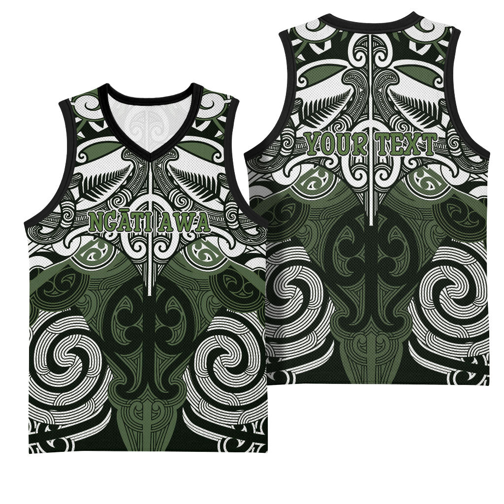 Personalised Maori Ngati Awa Basketball Jersey Silver Fern Kowhaiwhai Art LT01 - Polynesian Pride