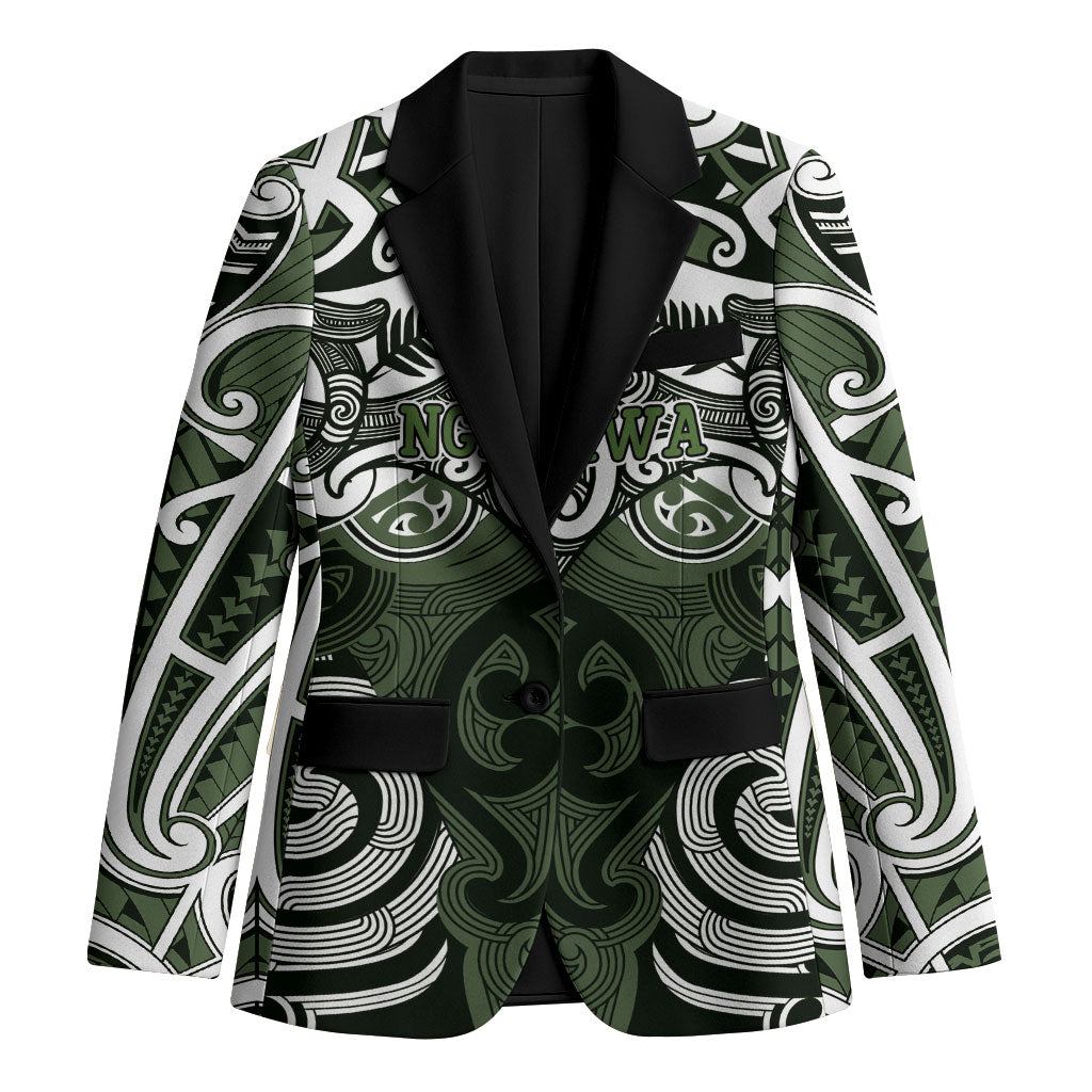 Personalised Maori Ngati Awa Blazer Silver Fern Kowhaiwhai Art