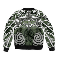 Personalised Maori Ngati Awa Bomber Jacket Silver Fern Kowhaiwhai Art